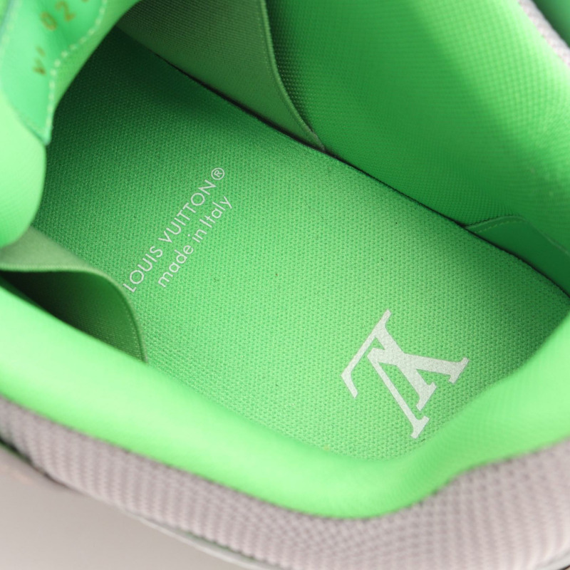 路易威登 LV Skate 系列運動鞋,皮革/織物,灰色/綠色,二手男款,尺寸 7 1/2-4