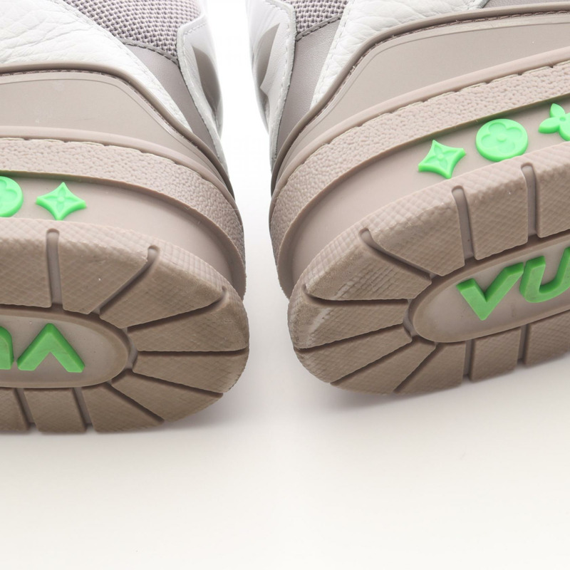 路易威登 LV Skate 系列運動鞋,皮革/織物,灰色/綠色,二手男款,尺寸 7 1/2-7