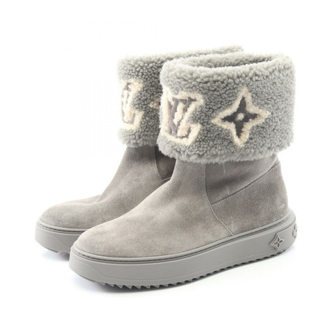 路易威登 Snowdrop 系列灰色麂皮短靴，二手女款，LV 尺寸 36 1/2N