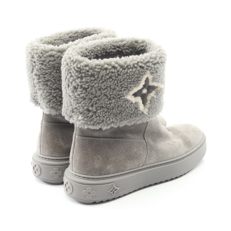 路易威登 Snowdrop 系列灰色麂皮短靴,二手女款,LV 尺寸 36 1/2N-1