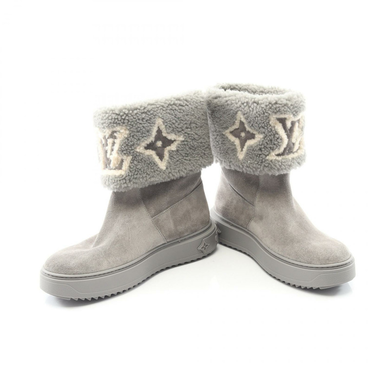 路易威登 Snowdrop 系列灰色麂皮短靴,二手女款,LV 尺寸 36 1/2N-2