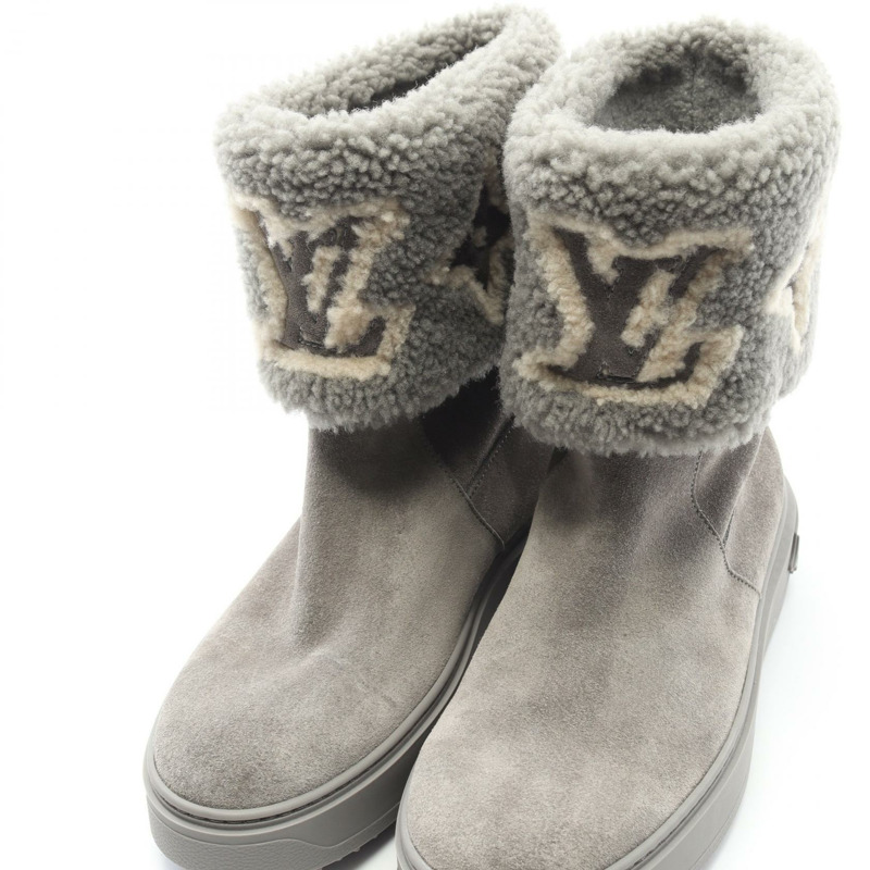 路易威登 Snowdrop 系列灰色麂皮短靴,二手女款,LV 尺寸 36 1/2N-7