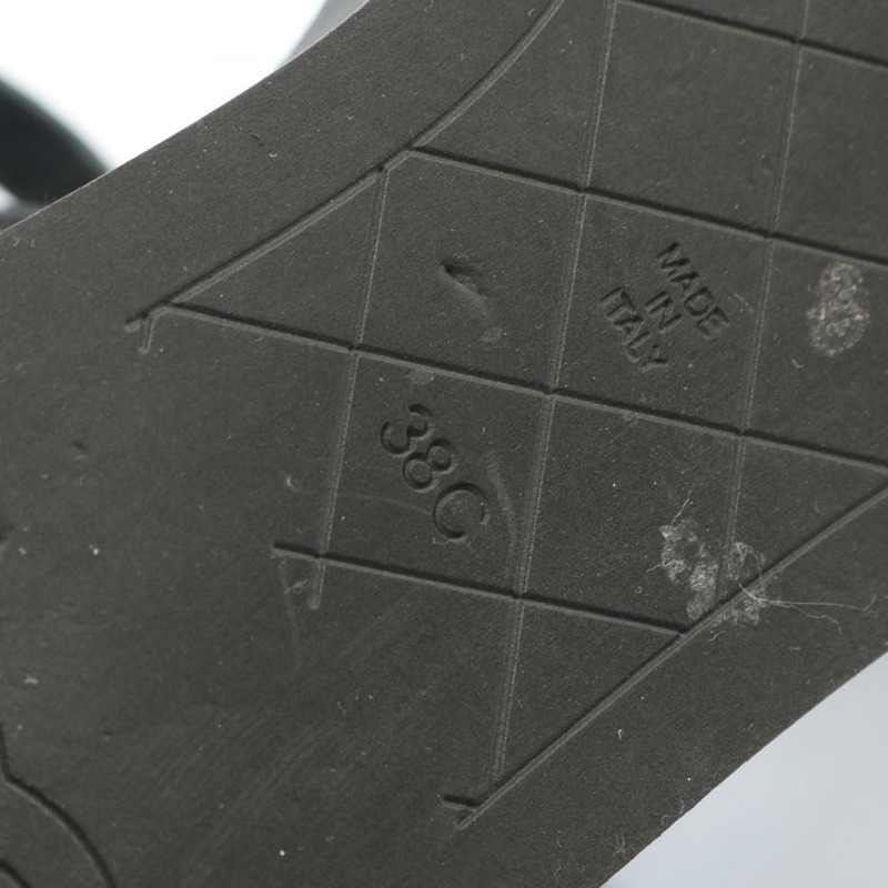 香奈兒 COCO Mark 絎縫厚底涼鞋 #38 羅緞黑色二手女鞋-5