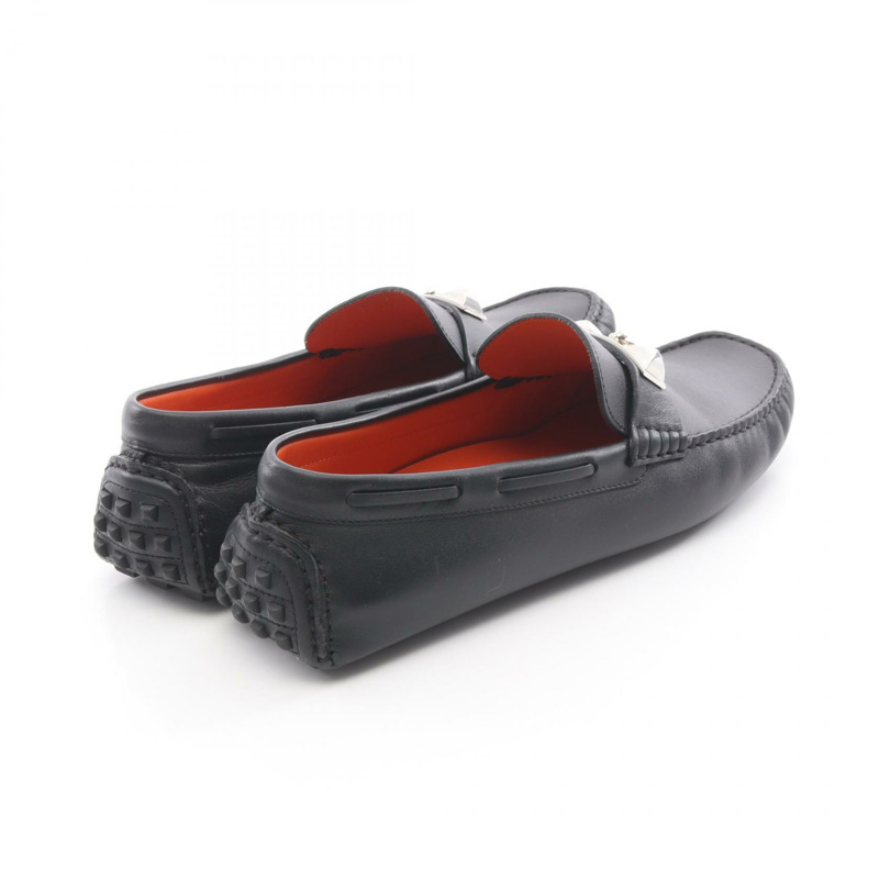 愛馬仕 Irving 黑色真皮男士莫卡辛鞋（二手）-1