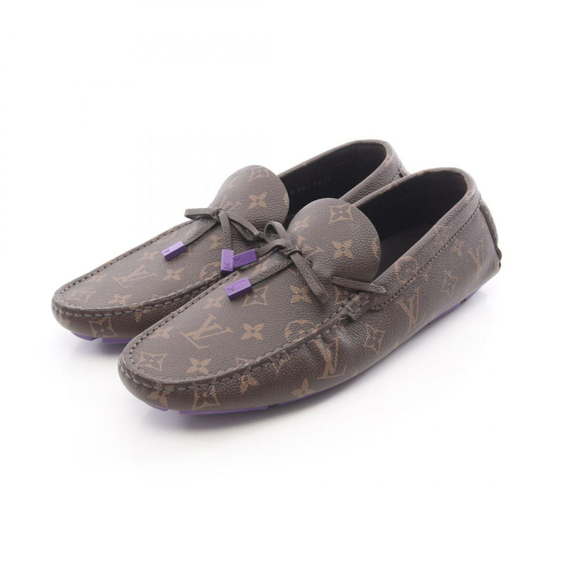 路易威登 (LOUIS VUITTON) Driver Line Monogram 樂福鞋，PVC塗層帆布，棕色/紫色，二手男款-0