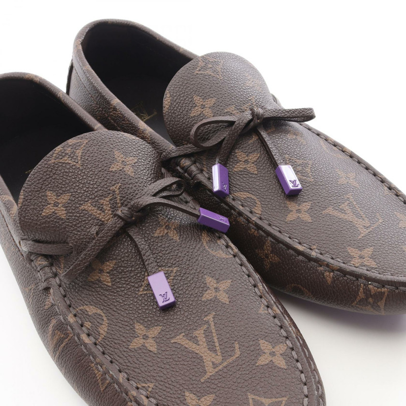 路易威登 (LOUIS VUITTON) Driver Line Monogram 樂福鞋，PVC塗層帆布，棕色/紫色，二手男款-5
