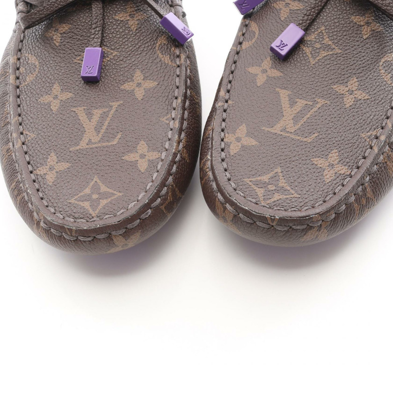 路易威登 (LOUIS VUITTON) Driver Line Monogram 樂福鞋，PVC塗層帆布，棕色/紫色，二手男款-6