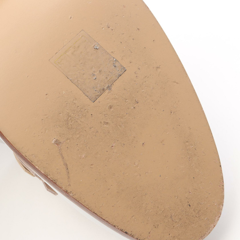 愛馬仕 Elysee 70 高跟樂福鞋 221066Z 皮革 白色 米色 二手 #36 1/2-9