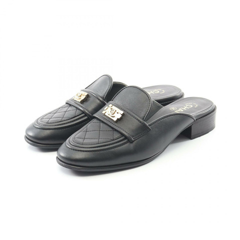 香奈兒 Boy Chanel Matelasse 穆勒涼鞋 #38 1/2 羊皮黑色二手