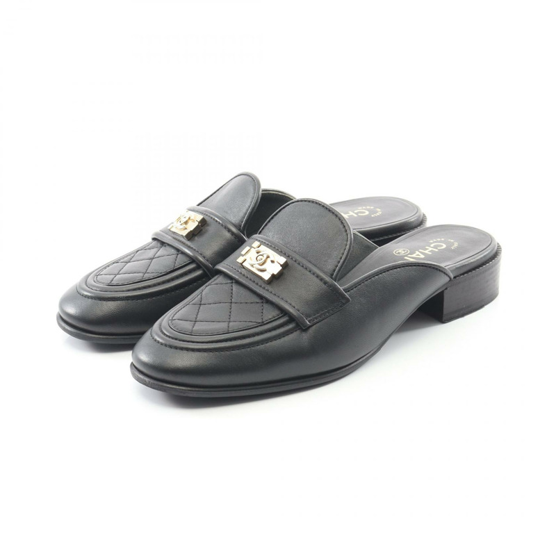 香奈兒 Boy Chanel Matelasse 穆勒涼鞋 #38 1/2 羊皮黑色二手-0