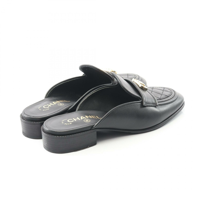 香奈兒 Boy Chanel Matelasse 穆勒涼鞋 #38 1/2 羊皮黑色二手-1
