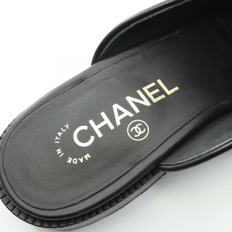 香奈兒 Boy Chanel Matelasse 穆勒涼鞋 #38 1/2 羊皮黑色二手-4