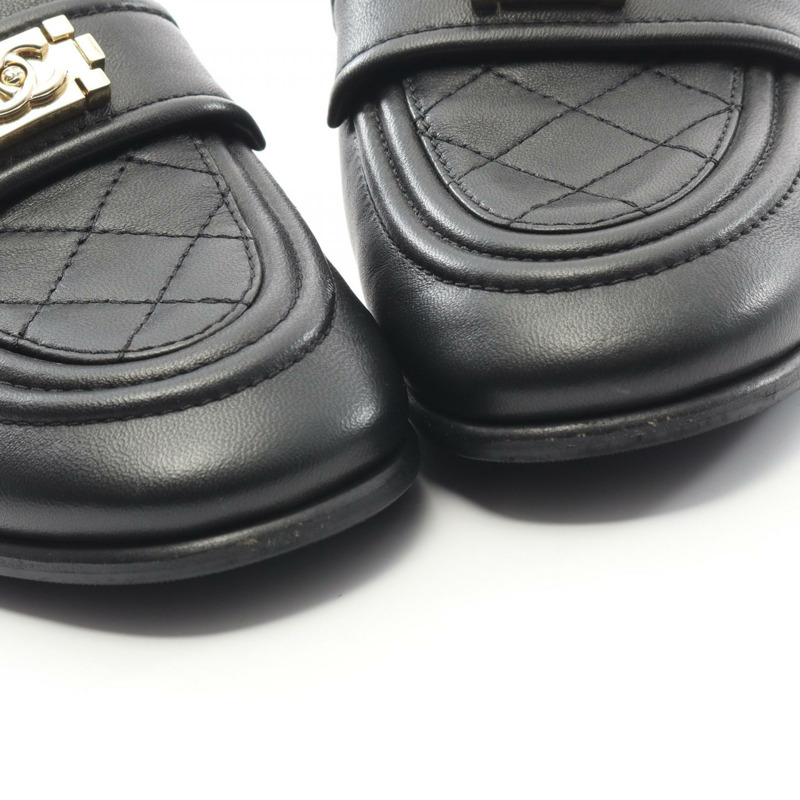 香奈兒 Boy Chanel Matelasse 穆勒涼鞋 #38 1/2 羊皮黑色二手-8