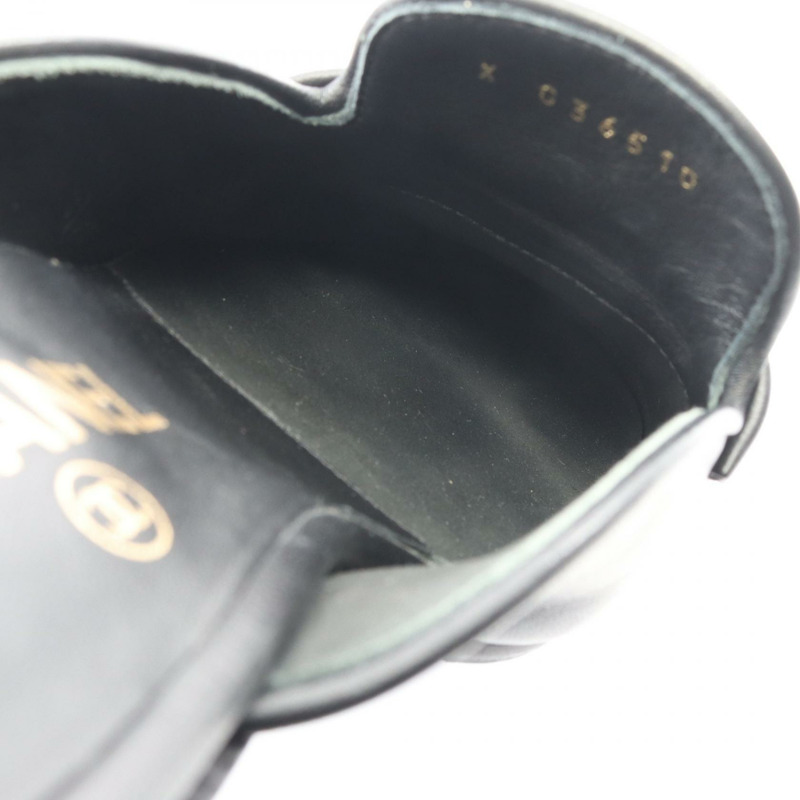 香奈兒 Boy Chanel Matelasse 穆勒涼鞋 #38 1/2 羊皮黑色二手-9