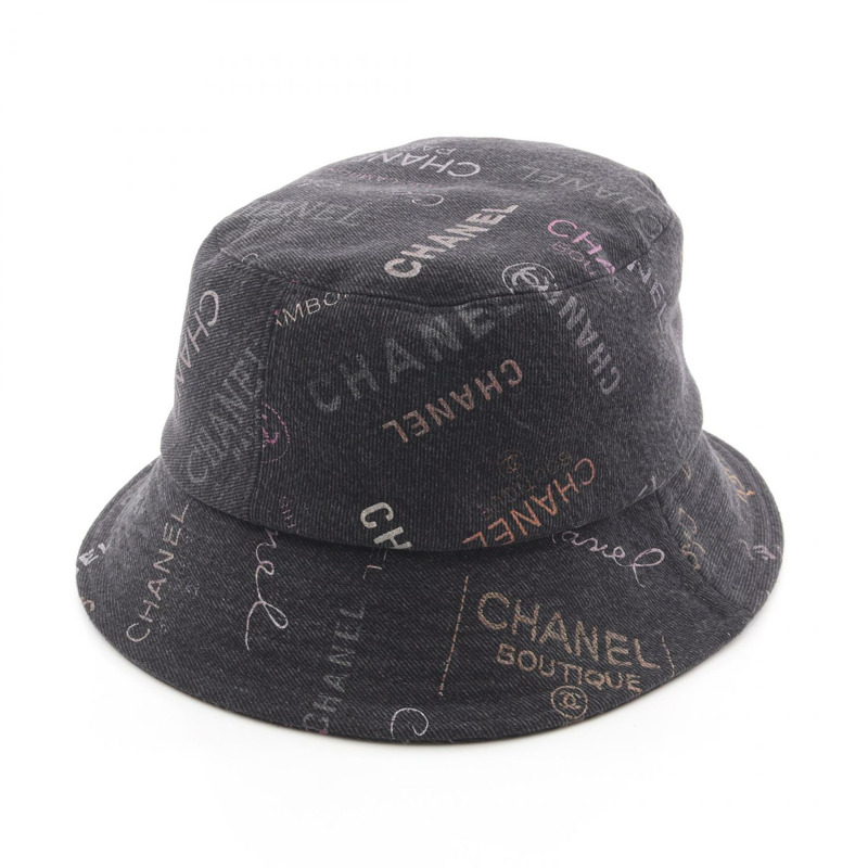 香奈兒 (CHANEL) 棉質牛仔布漁夫帽,黑色多色,二手女款-1
