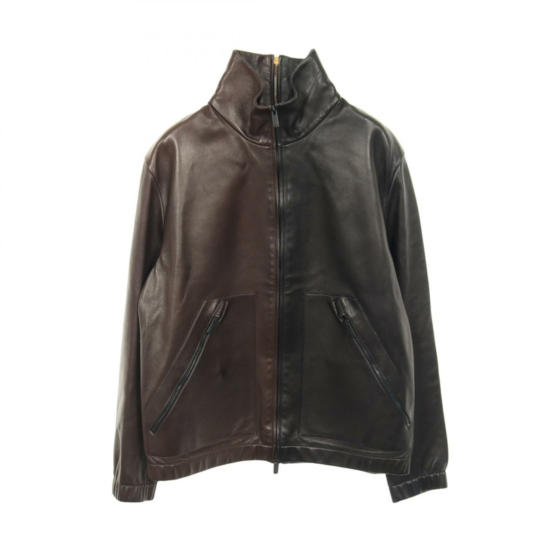 FENDI 皮革牛仔褲，羊皮材質，棕色/黑色，二手男款-0