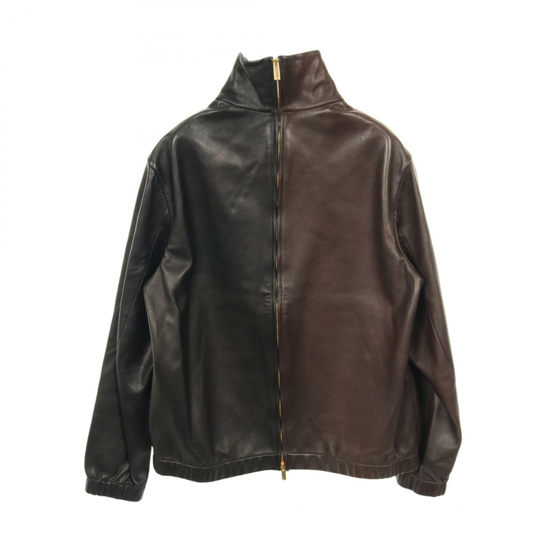 FENDI 皮革牛仔褲，羊皮材質，棕色/黑色，二手男款-1