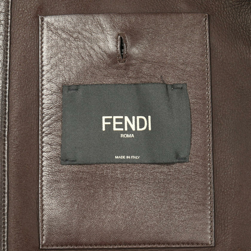 FENDI 皮革牛仔褲，羊皮材質，棕色/黑色，二手男款-2