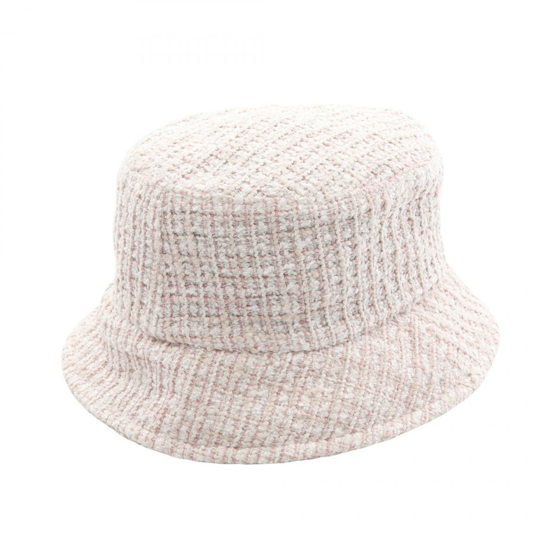 香奈兒 COCO 標誌棉質帽 白色 粉紅色 二手 女士-1