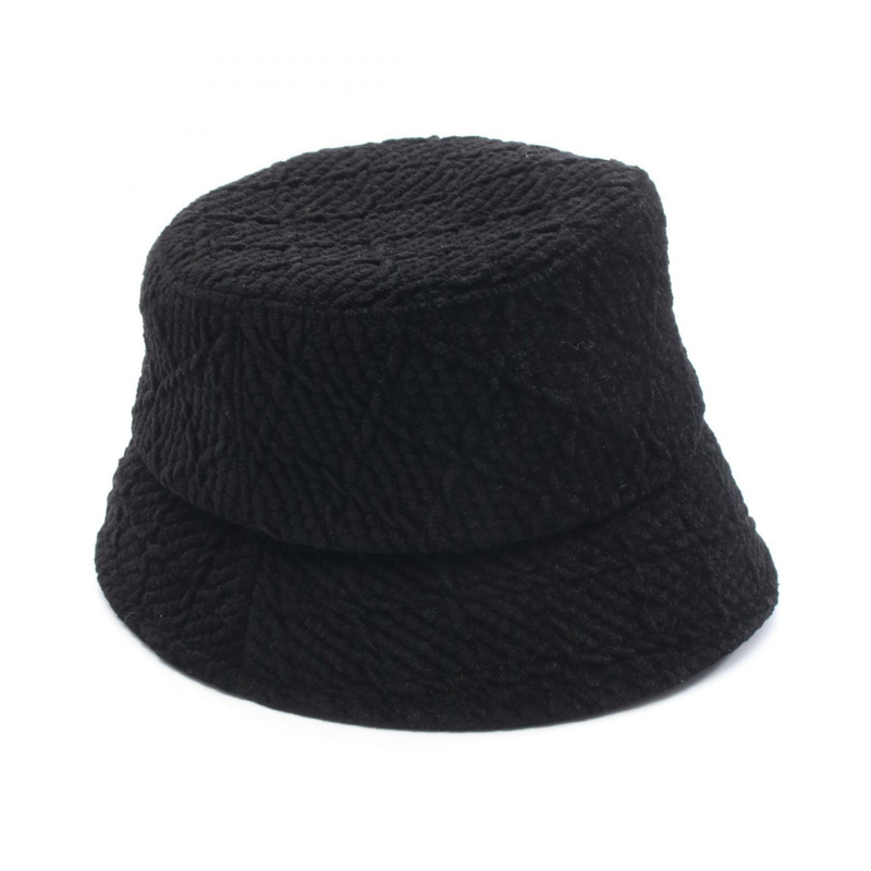 香奈兒 COCO 標誌帽,黑色黏膠纖維材質,二手女款-1