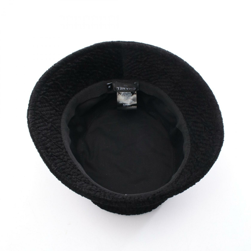 香奈兒 COCO 標誌帽,黑色黏膠纖維材質,二手女款-2