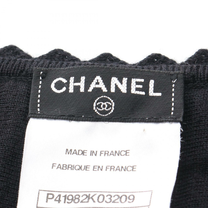 香奈兒 COCO 標誌短袖針織衫 #34 P41982 羊毛黑二手女款 CC-2