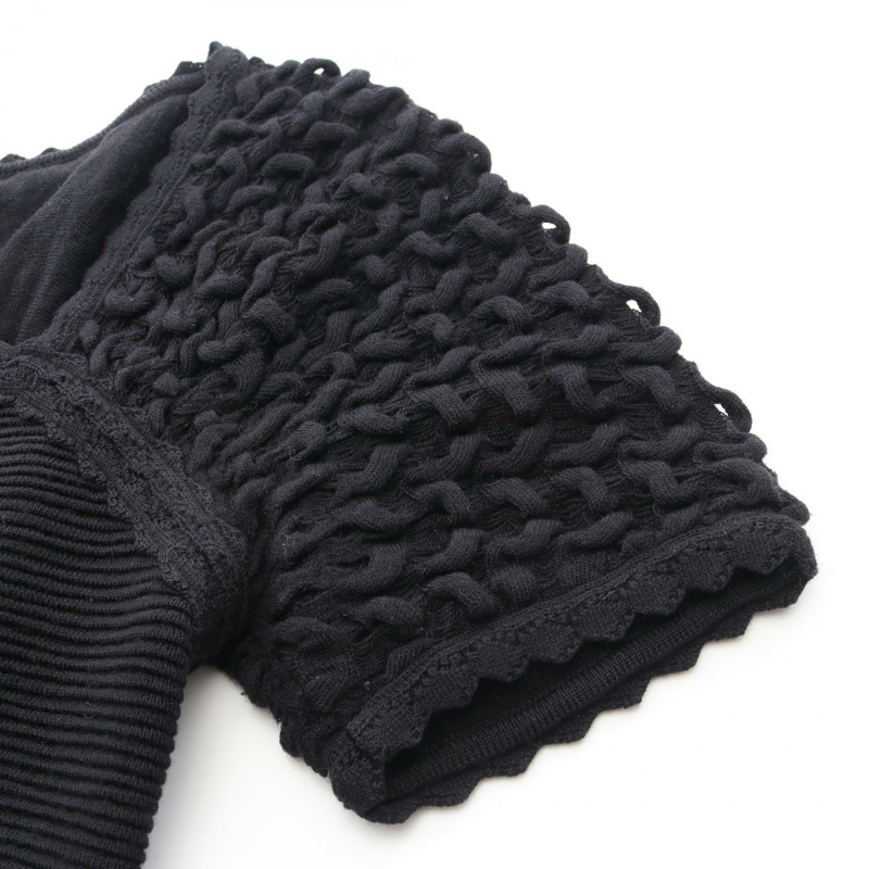 香奈兒 COCO 標誌短袖針織衫 #34 P41982 羊毛黑二手女款 CC-4