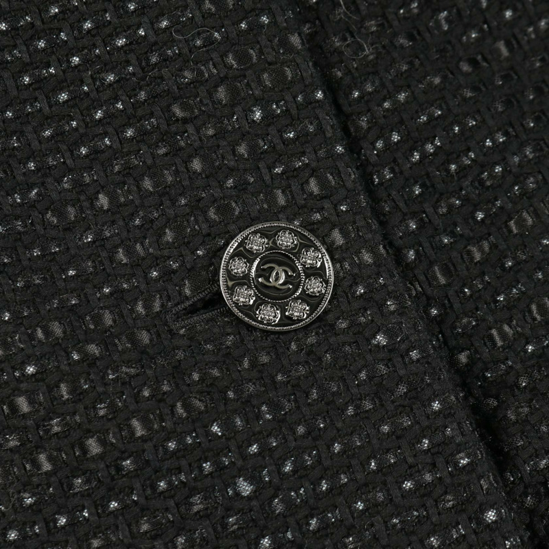 香奈兒 COCO 標誌紐帶 其他外套 P53180V39572 棉質 黑色 二手 女士-7
