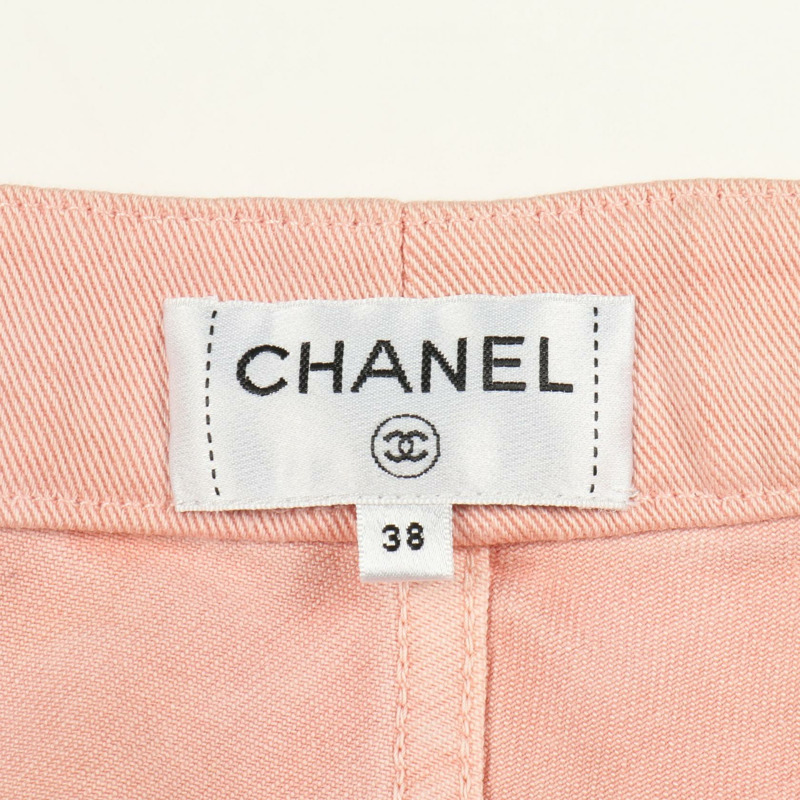香奈兒 COCO 標誌菱格紋牛仔褲 #38 P58377V44379 棉粉紅-2