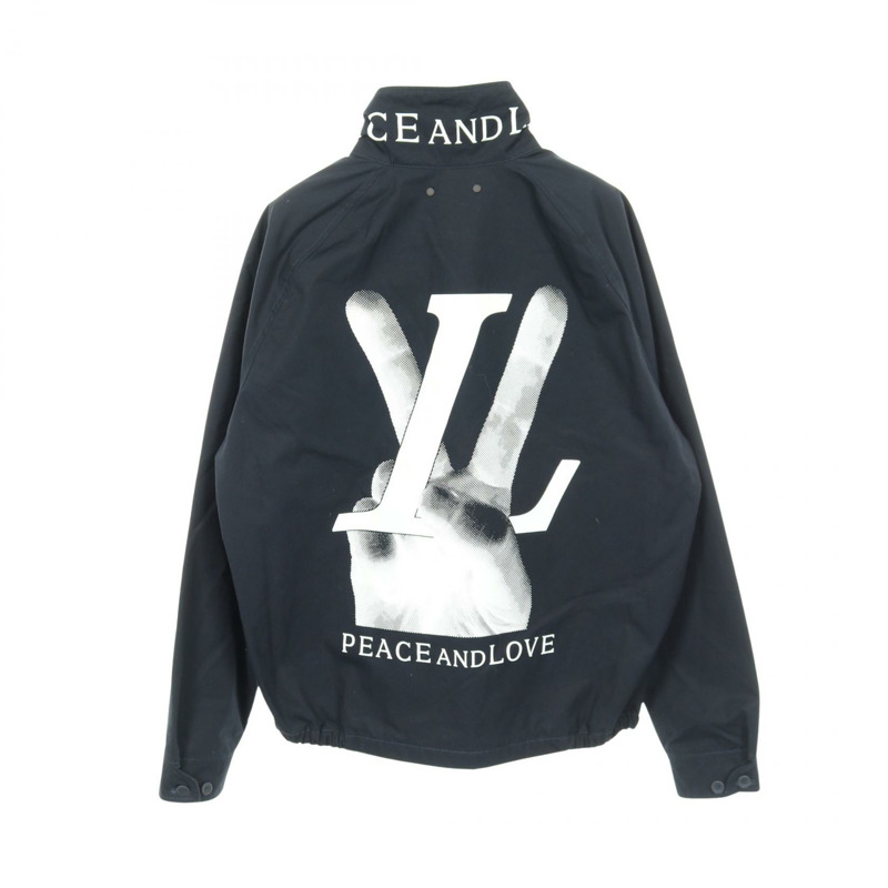 路易威登 PEACE AND LOVE 哈靈頓夾克，棉質，海軍藍，二手，男款 52 碼-1