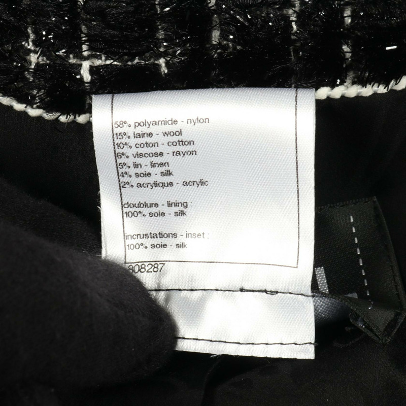 香奈兒 COCO 標誌紐扣斜紋軟呢外套 P46961V34899 尼龍羊毛棉混紡 黑色 二手 女款-4