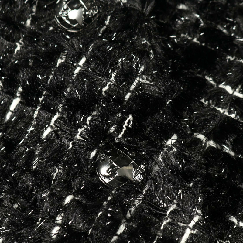 香奈兒 COCO 標誌紐扣斜紋軟呢外套 P46961V34899 尼龍羊毛棉混紡 黑色 二手 女款-7