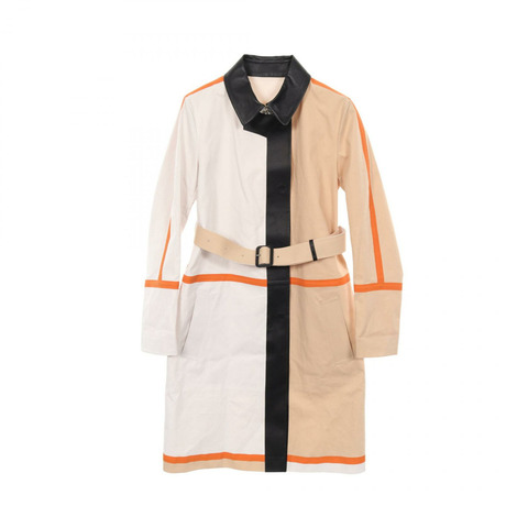 FENDI 不銹鋼領皮棉白色米色多色外套 #44 二手女裝