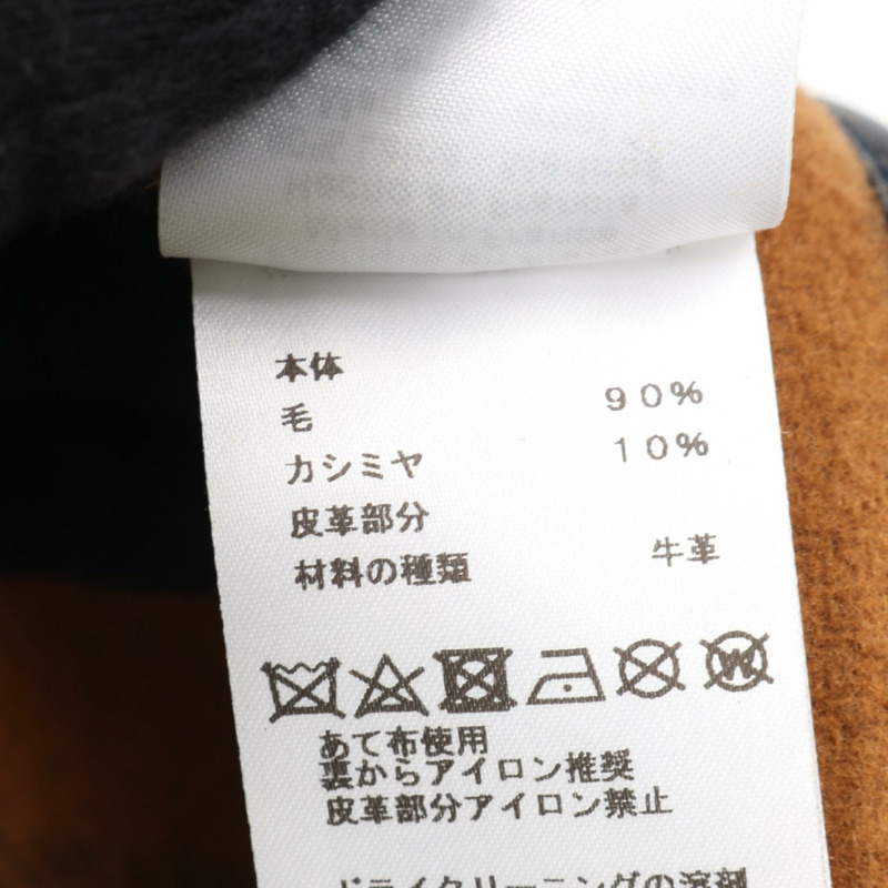 愛馬仕羊毛羊絨披肩大衣，海軍藍棕色，二手女款-3