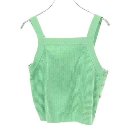 香奈兒 COCO 標誌紐帶吊帶背心 #38 棉質綠色二手女款