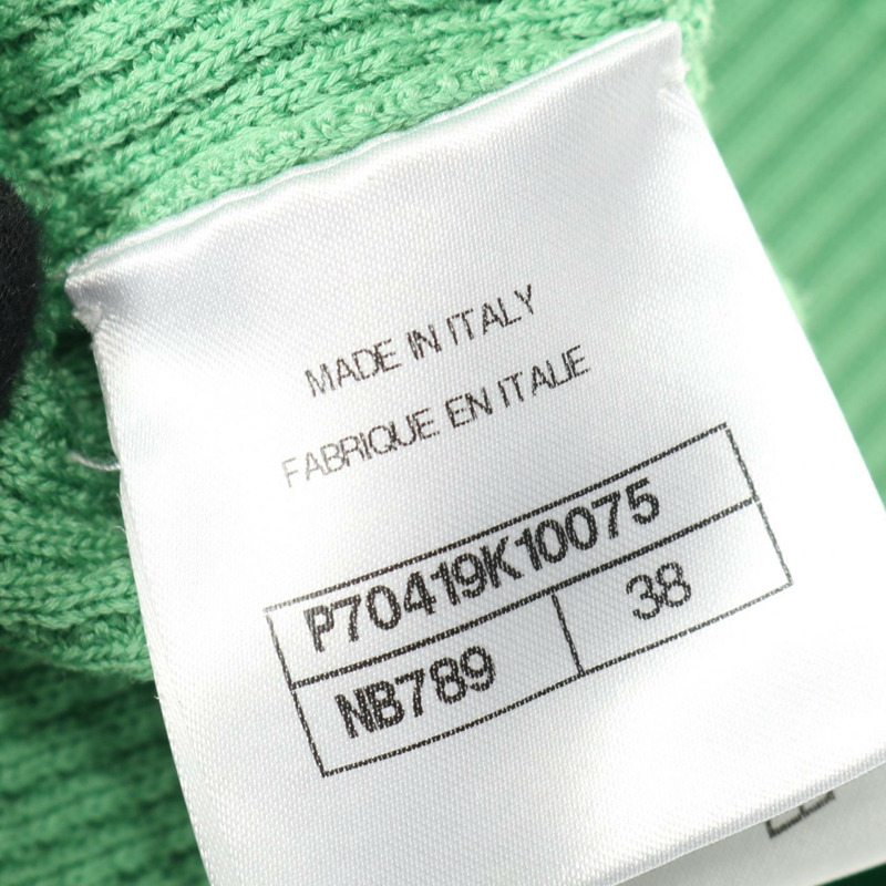 香奈兒 COCO 標誌紐帶吊帶背心 #38 棉質綠色二手女款-4