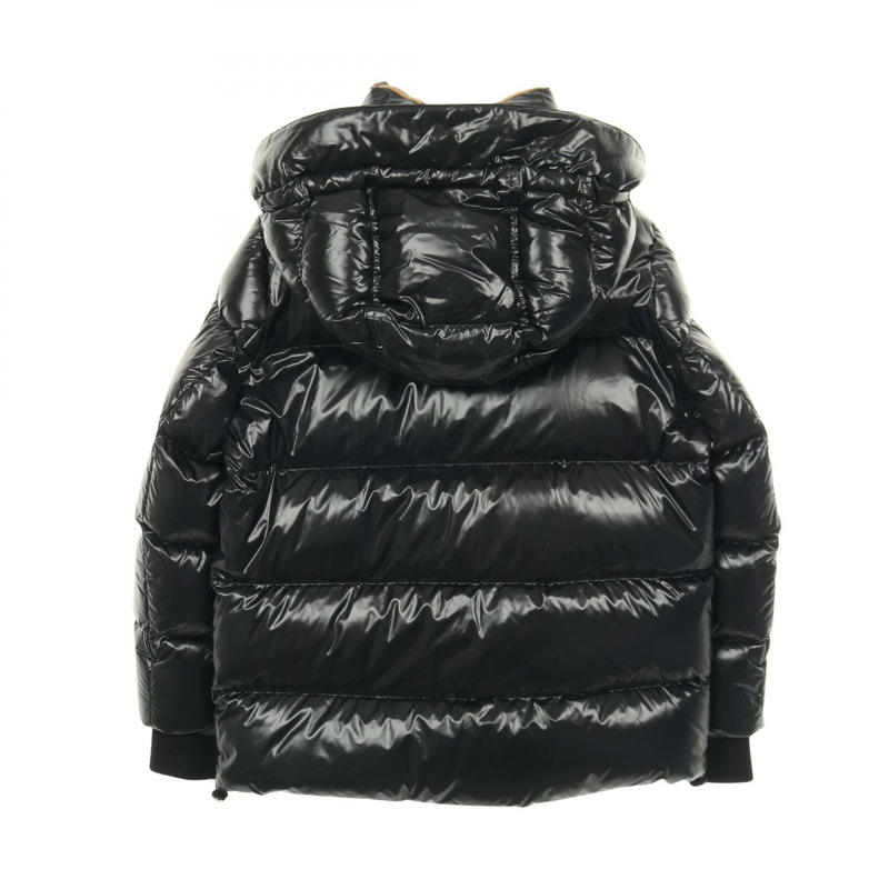 BURBERRY 可拆式logo貼花羽絨外套 #XS 連帽尼龍黑色二手-1