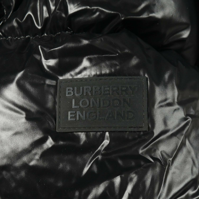 BURBERRY 可拆式logo貼花羽絨外套 #XS 連帽尼龍黑色二手-9