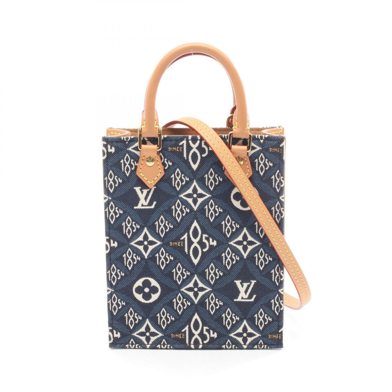 路易威登 Petite Sac Plat 單肩手提包 M80288 Monogram / 提花海軍藍-0