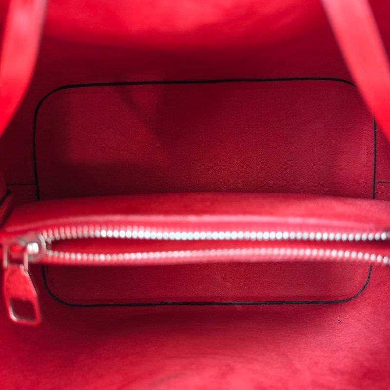 路易威登/Louis Vuitton 粒麵牛皮革水波紋 藍色紅內裡水桶包-9