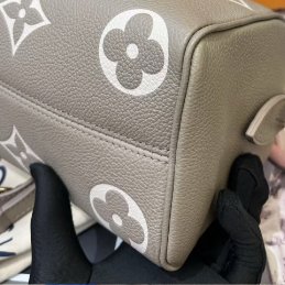 近新品 路易威登/Louis Vuitton 全皮大象灰Speedy20印花手提斜背包 芯片款-9