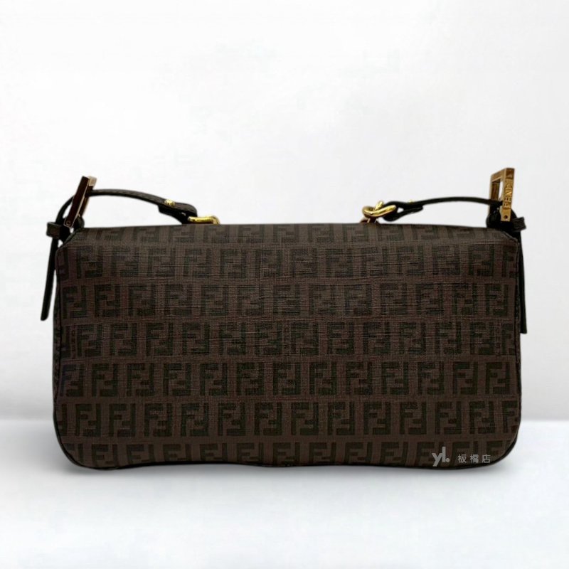 S5313-Fendi包包  Zucchino 棕色下蓋鏈條腋下包-3