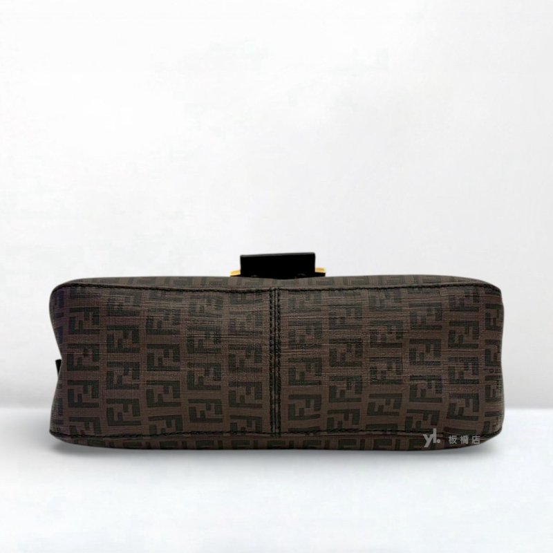 S5313-Fendi包包  Zucchino 棕色下蓋鏈條腋下包-4