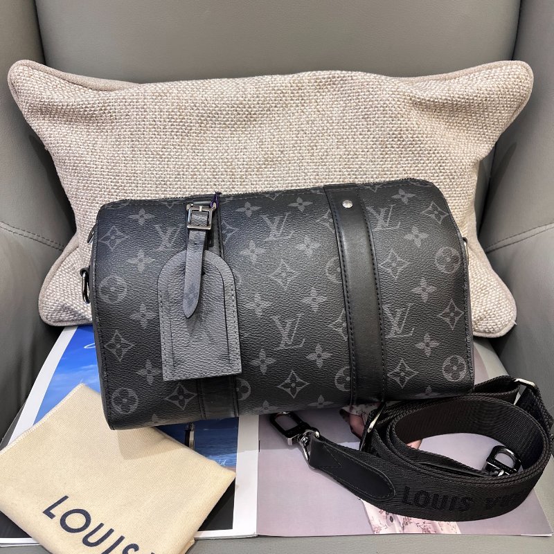 芯片款 路易威登/Louis Vuitton Keepall27黑武士黑花手提肩背包-0