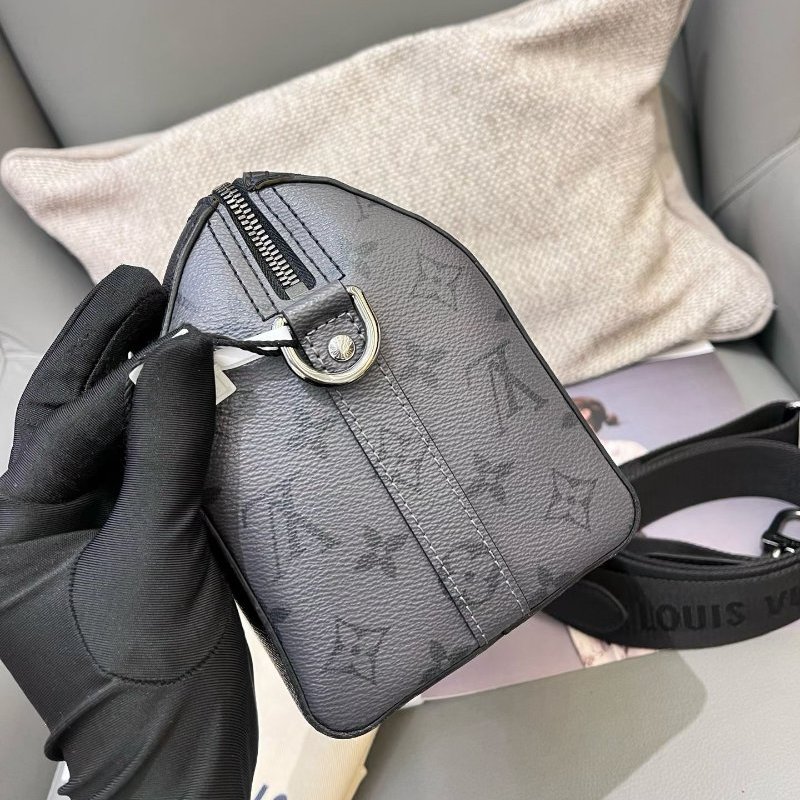 芯片款 路易威登/Louis Vuitton Keepall27黑武士黑花手提肩背包-2