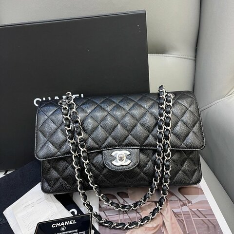 閒置新 香奈兒/Chanel  黑銀CF中號鏈條包