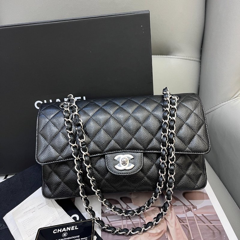 閒置新 香奈兒/Chanel  黑銀CF中號鏈條包-0