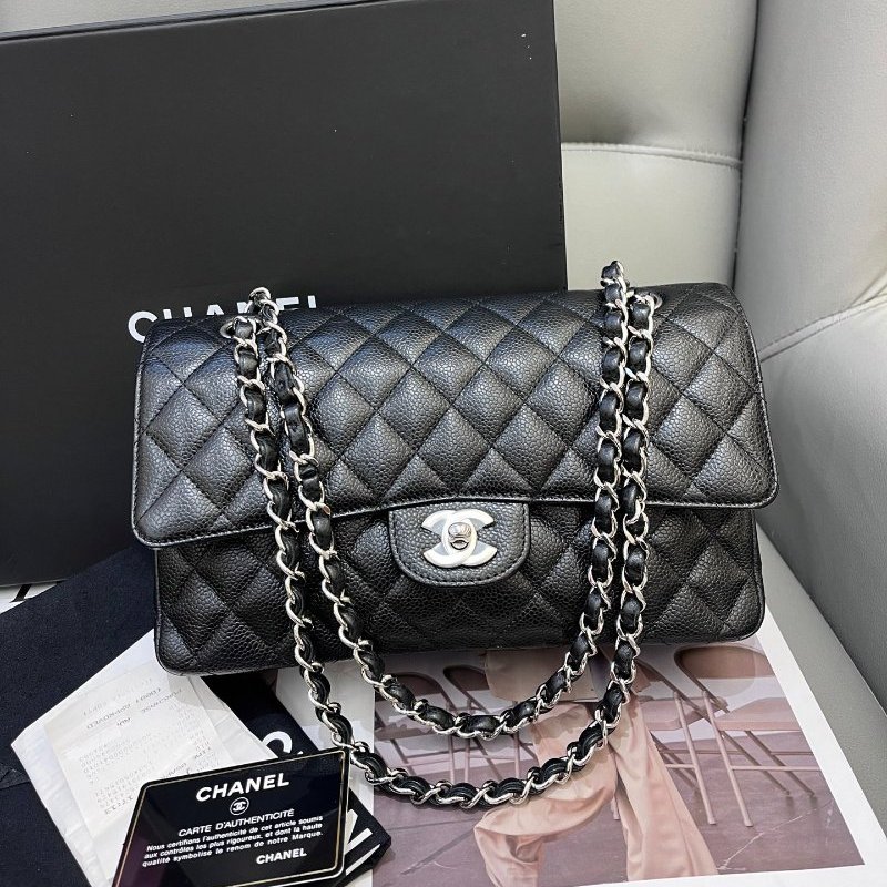 閒置新 香奈兒/Chanel  黑銀CF中號鏈條包-5