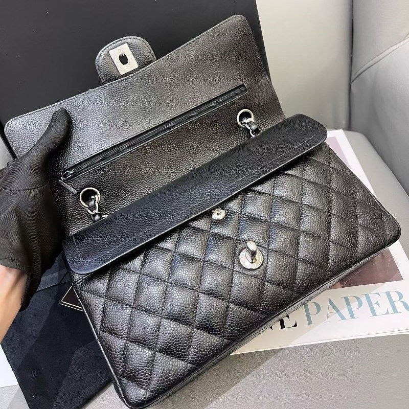 閒置新 香奈兒/Chanel  黑銀CF中號鏈條包-8