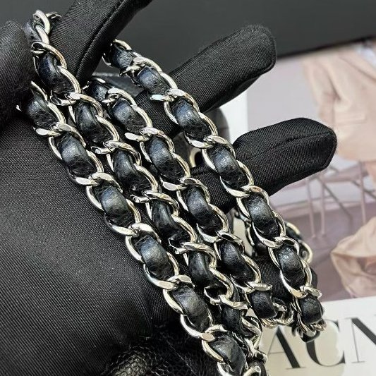 閒置新 香奈兒/Chanel  黑銀CF中號鏈條包-9